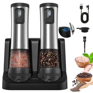 Electric Salt and Pepper Grinder Set, Upgraded 2-Speed Setting, External 5 Adjus